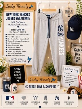 5th & Ocean Heather Gray New York Yankees Jogger Sweatpants